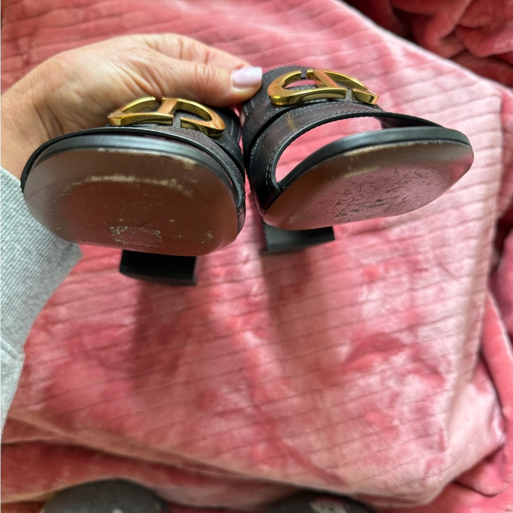 Dior Black Sandals with Gold Accents - Picture 11 of 15